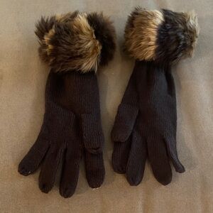 Parkhurst Black Gloves with Faux Fur Trim